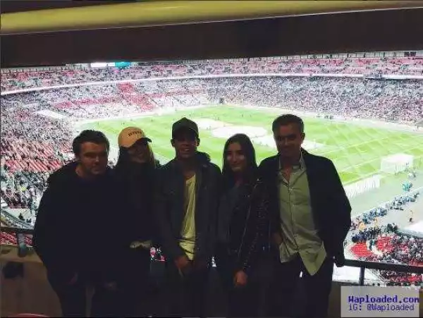 Photos: Jose Mourinho pictured with his daughter and friends at Wembley stadium